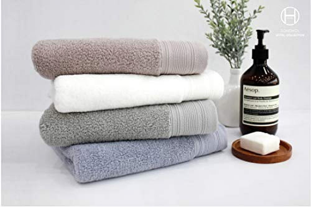 ( Set of 3 ) SONGWOL Hotel Collection Premium Large Face Towels | 20 X 40 inch, 470 GSM | Absorbent Combed Cotton Fabric | Cross Hemmed | Made in Korea (Light Olive Green)