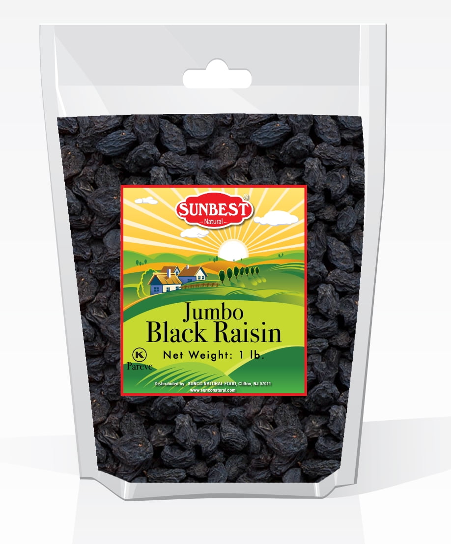 SUNBEST Seedless Black Jumbo Raisins 1 Lb in Resealable Bag (16 Oz