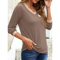 thumbnail image 2 of Langwyqu Slim Fit Women Long Sleeved V-Neck Shirt Tops, 2 of 5