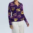 thumbnail image 5 of Mardi Gras Shirts Womens Carnival Sparkly V Neck Tops Glitter Long Sleeve Novelty Tunic Tops Purple XL, 5 of 7