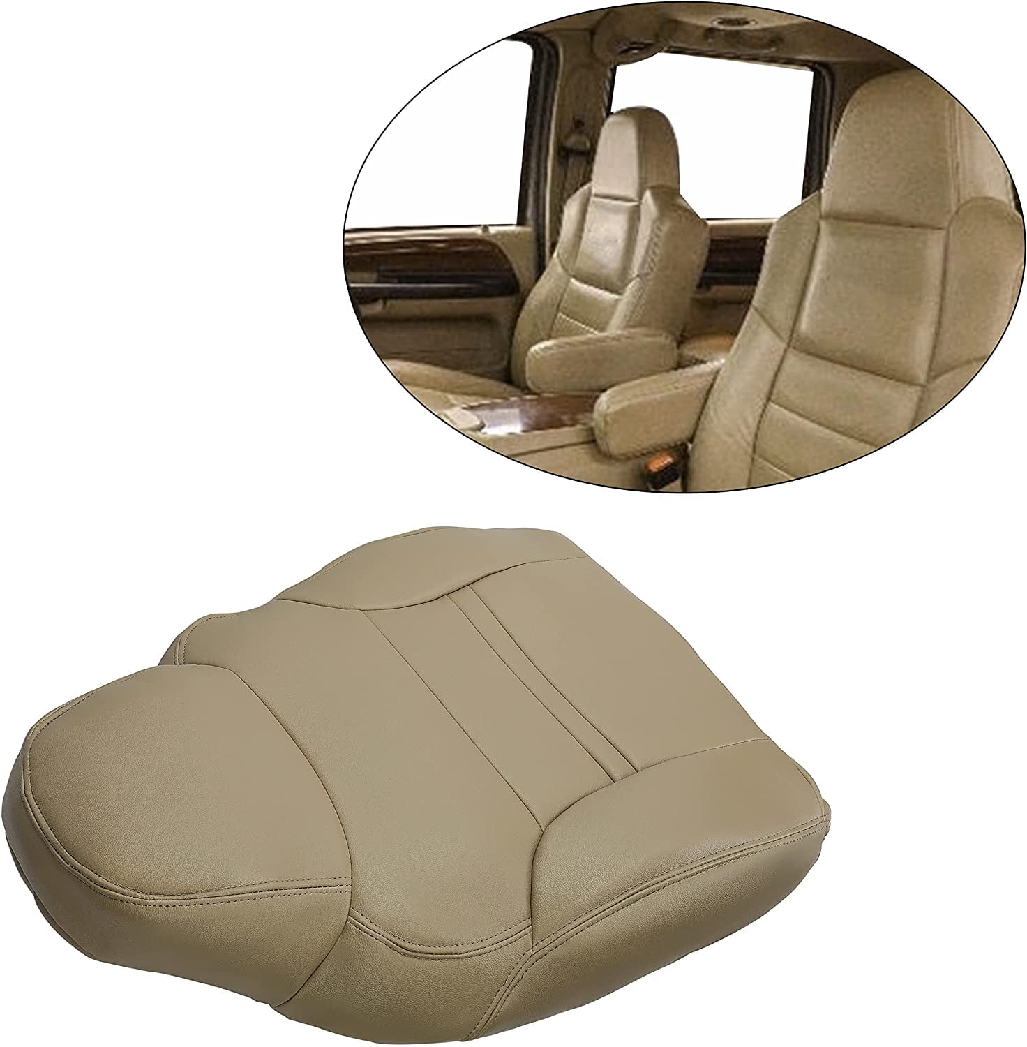 2000 2001 Ford Excursion Limited Driver Passenger Bottom Vinyl Seat Cover Tan
