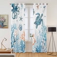 thumbnail image 2 of Kitchen Curtains 84 Inch Length 2 Panels, Blue Turtle Coastal Grommets Window Treatment Curtain, Octopus Summer Beach Coral Starfish Thermal Curtains Drapes for Living Room/Bathroom, 2 of 9