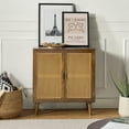thumbnail image 5 of Boho 31" Rattan 2 Doors Sideboard Wooden Storage Cabinet Credenzas Buffet Home Brown, 5 of 8