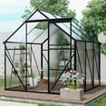 thumbnail image 2 of Walk-in Greenhouse for Outside, 6x6FT Polycarbonate Green House Aluminium Alloy, High Light Transmittance Polycarbonate, 5-Level Adjustable Vent, Additional 10 Side Supports, Sliding Door, 2 of 8