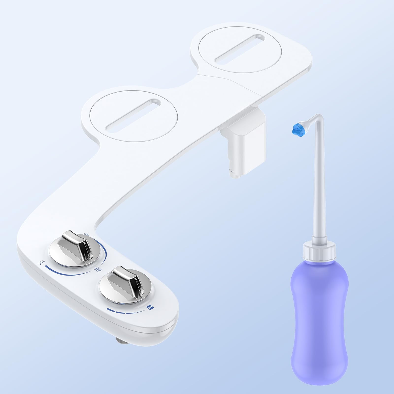 Bidet Attachment for Toilet, Self-Cleaning Nozzle, Front & Rear Wash, Adjustable Water Pressure, Non-Electric Bidet Attachment for Toilet Seat