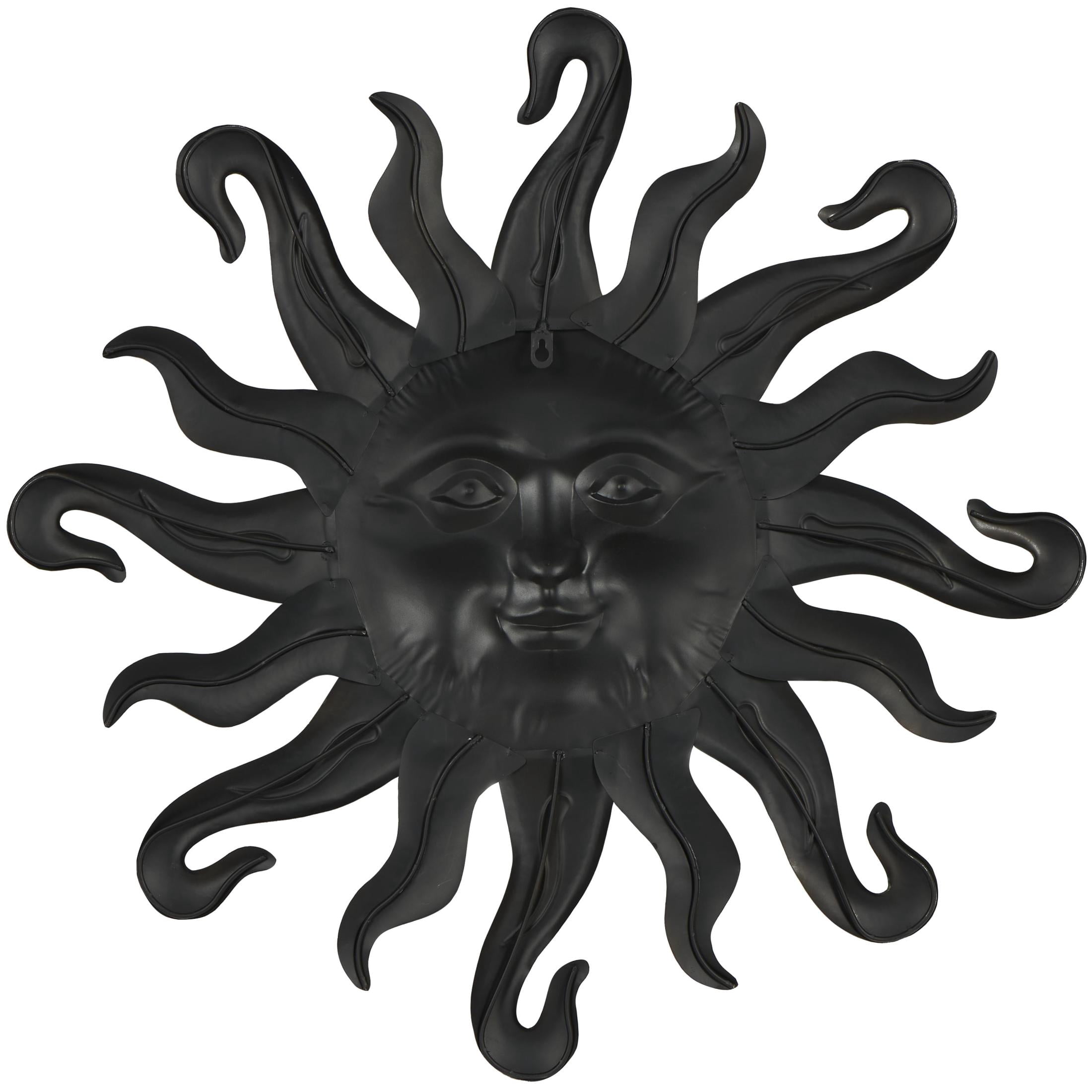 DecMode Copper Metal Sun Wall Decor with Smiling Face and Curved Rays