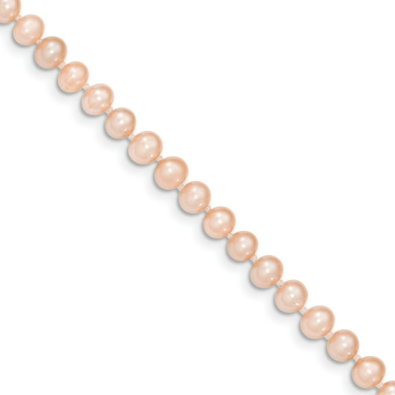 14k 5-6mm Pink Near Round Freshwater Cultured Pearl Bracelet in 14k Yellow Gold