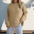 thumbnail image 2 of PMVFHDE Women Oversized Sweater Crewneck Long Sleeve Oversized Fuzzy Knit&nbsp;Cozy Sweaters For Women&nbsp;Warm Pullover Top Khaki,XL, 2 of 5