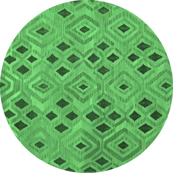 Ahgly Company Indoor Round Southwestern Emerald Green Country Area Rugs, 3' Round