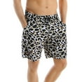 thumbnail image 3 of SWSMCLT Men's Drawstring Swim Trunks Comfy Fashion Elastic Waist Swim Shorts Mid Rise Elastic Printed Leopard Large, 3 of 4