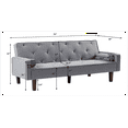 thumbnail image 7 of Convertible Futon Sofa Bed with 2 Pillows, Modern Tufted Velvet Upholstered Sleeper Sofa Couch with Removable Wood Legs and Adjustable Backrest, Folding Loveseat Reclining Sofa for Bedroom Light Gray, 7 of 7