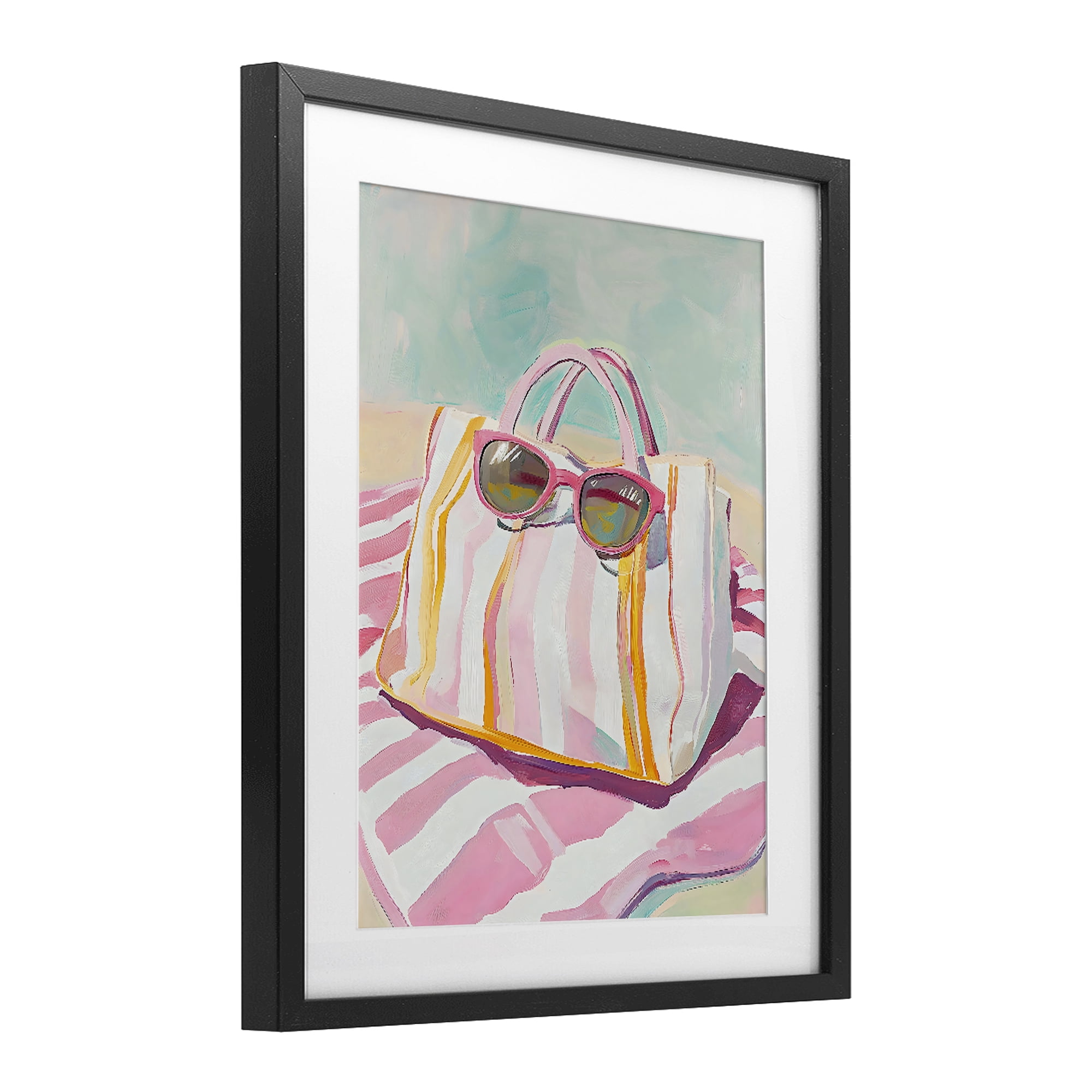 Stupell Industries Beach Bag & Sunglasses Black Framed Print Under Glass, design by The Prints Vibe