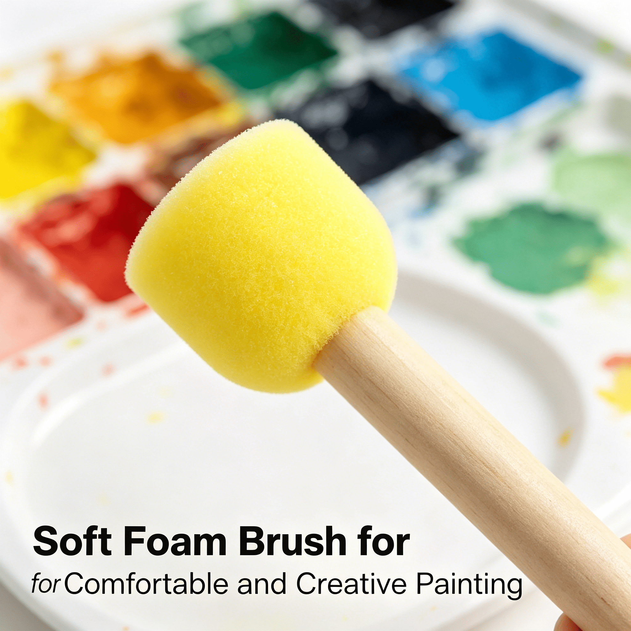 CCOCC 2026 New 4Pcs Foam Paint Brushes Soft Sponge Foam Brush Various Sizes Sponge Paint Brush Style 1 for Painting Crafts Smooth Application Detail Work Easy Cleaning