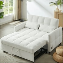 JERFIT Modern Convertible Sofa Bed with USB Charging, Adjustable Backrest, Tufted Chenille Fabric for Small Space, Beige