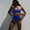 Blue, variant on Bikini Set for Women High Waist Bathing Suit Outfit Swim Bandeau Top High Waist Bottom Two Piece Swimsuit