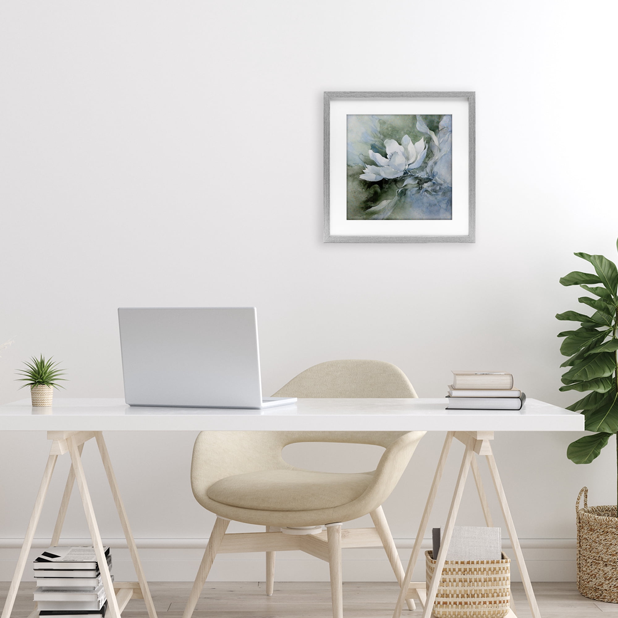 Stupell Industries Fluid Whimsical Flower Gray Framed Print Under Glass, design by Svetlana Aleynikova