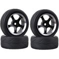 thumbnail image 1 of LINLIN 4PCS 1/10 Aluminium Alloy 5 Spokes Metal Wheels Rims Arrows Pattern Rubber Tyre Tires Compatible with 1/10 RC On Road Drift Racing Car Traxxas HSP HPI Tamiya, 1 of 5