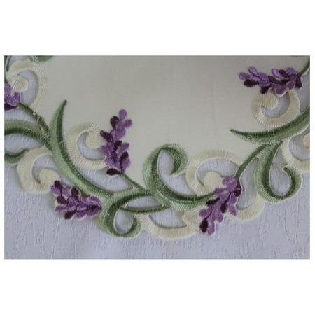 

HYYYYH Fireplace Mantel Scarf with Purple Lavender Lilac Flowers on Antique White Fabric Size 90 x 19 inches