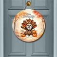 thumbnail image 2 of Happy Thanksgiving Shih Tzu Turkey Costume Pumpkins Autumn Leaves Round Wood Sign Lion Dog Lover Gifts Hanging Wall Home Decor - 130144, 2 of 5