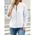 thumbnail image 3 of Women'S Zip Up Cardigan Sweater Hoodies Long Sleeve Jacket Outfits Crewneck Casual Coat White S, 3 of 8
