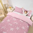 thumbnail image 2 of spefrowx Minimalist White Bow Duvet Cover Queen for Kids, Girly Pink Star Print Queen Bedding, Pink Reversible, 3 Pieces, 1 Duvet Cover and 2 Pillowcases, 2 of 6