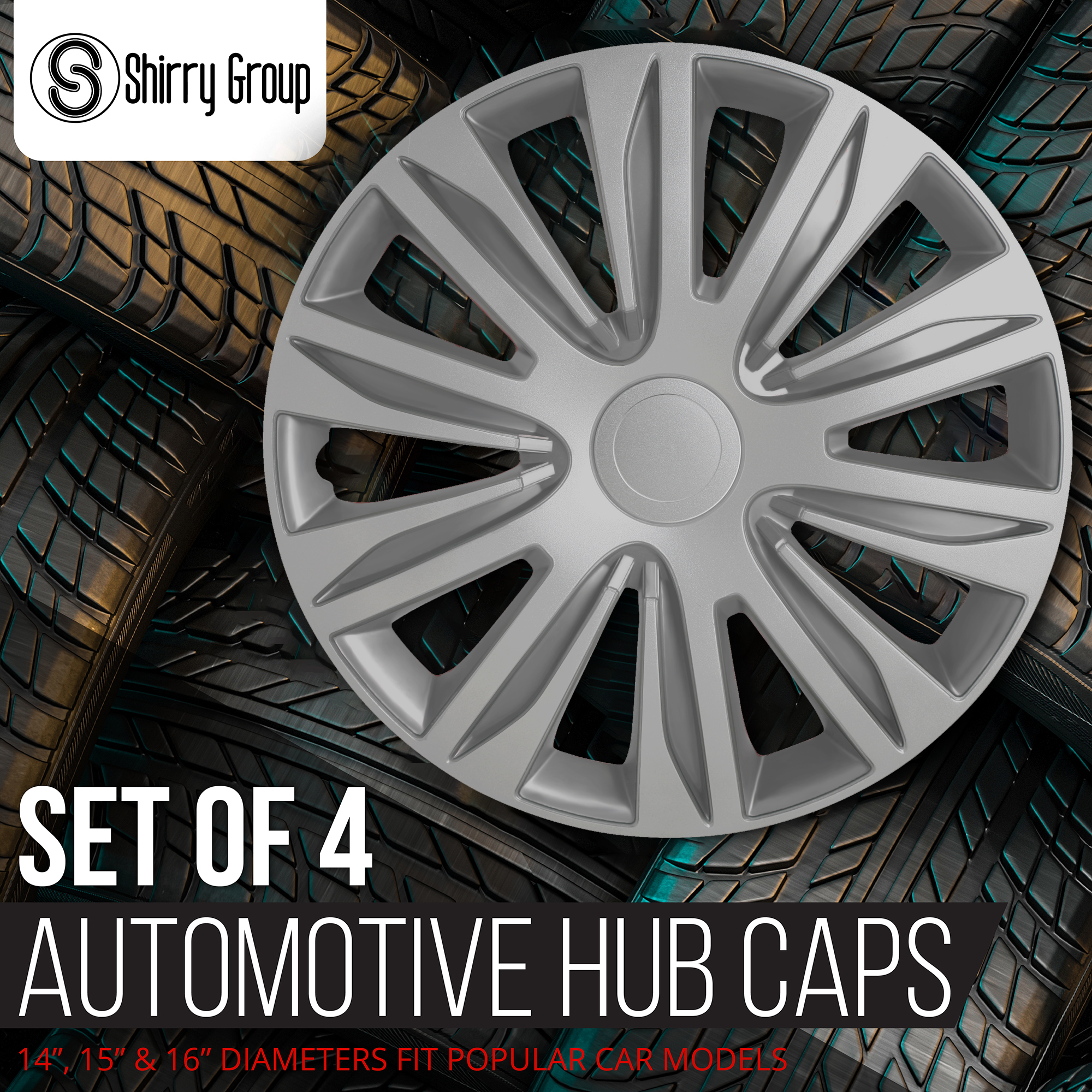ECCPP 16 Inch Snap On Hub Caps – Set Of 4 Silver Wheel Covers For R16 Tires, Polished Finish, Easy No-Tool Installation
