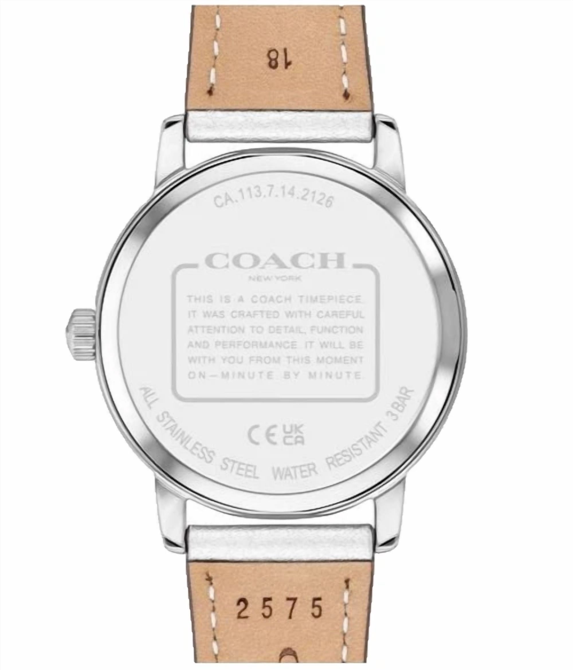 Coach Grand 14504433 Silver Logo Dial Leather Strap 36MM Womens Watch