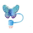 thumbnail image 2 of Butterfly Straw Toppers, Dust-Proof Straw Covers Compatible with Cups 30&40 Oz Tumbler with Handle, Reusable Silicone Drinking Tips Accessories,Blue,1PC, 2 of 2