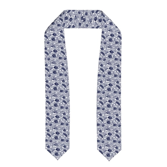 Rateoe Blue Fish1 Pattern Graduation Shawl Stole – Elegant Stole for Graduates ,Graduation Gown Accessory, Academic Stole-Flattened