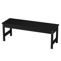 47" HDPE Outdoor Bench - All-Weather Garden Patio Bench, Backless Slatted Seat for Yard, Porch, Park - Black