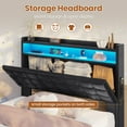 thumbnail image 3 of Afuhokles Lift Up Storage Twin Bed Frame with Charging Station and Hidden Storage Headboard, LED Lights Upholstered Platform Bed with Hydraulic Storage, Black, 3 of 8