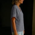 thumbnail image 6 of Women's Button Down Shirts Short Puff Sleeve Dressy Tops Casual Loose Fit Cotton Linen Tshirts 2026 Grey L, 6 of 8