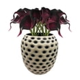 thumbnail image 5 of Bergamo Art Decorative Handmade Carved Lattice Glass Vase in Beige, 5 of 6