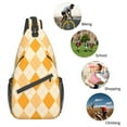 thumbnail image 6 of ZICANCN Crossbody Sling Bags for Women Men,Argyle Pattern Orange Casual Shoulder Backpacks for Hiking Daypacks, 6 of 9