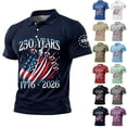 thumbnail image 5 of Zimjoy 250 Anniversary Men's Polo Shirts USA Flag Short Sleeve 4th of July Shirts Henley Neck Patriotic Independence Day T-Shirt, Red L, 5 of 5