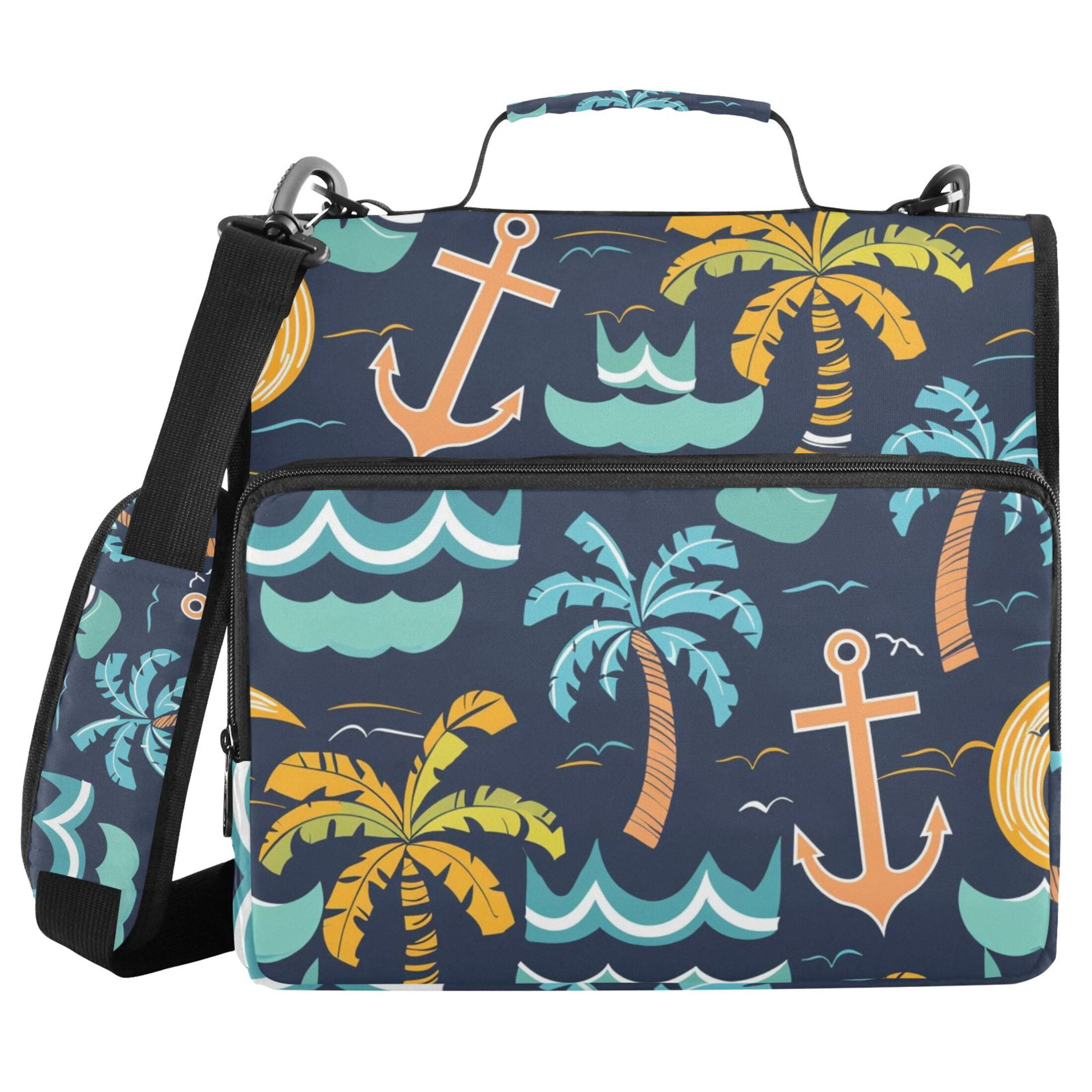 ALAZA Zipper Binder Retro Palm Trees and Spear 3 Ring Trapper Keeper File Folder Organizer Bag