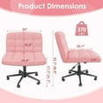 thumbnail image 3 of TLSUNNY Swivel Criss Cross Legged Chair with Wheels, Height Adjustable, Armless Home Office Chair with Comfy Wide Cushion for Home, Office, Vanity, 3 of 11