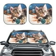 thumbnail image 2 of Haiem Playful Cat Windshield Sun Shade: Universal Foldable 2-Piece Car Front Window Sunshade - Blocks Uv Rays, And Reduces Heat,Essential Car Accessory Large, 2 of 7