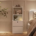 thumbnail image 2 of Nightstand with Charging Station, Smart Nightstand with Night Light, Modern Night Stand with Bookshelf, Bedside Tables with Storage Cabinet for Bedroom, White, 2 of 15