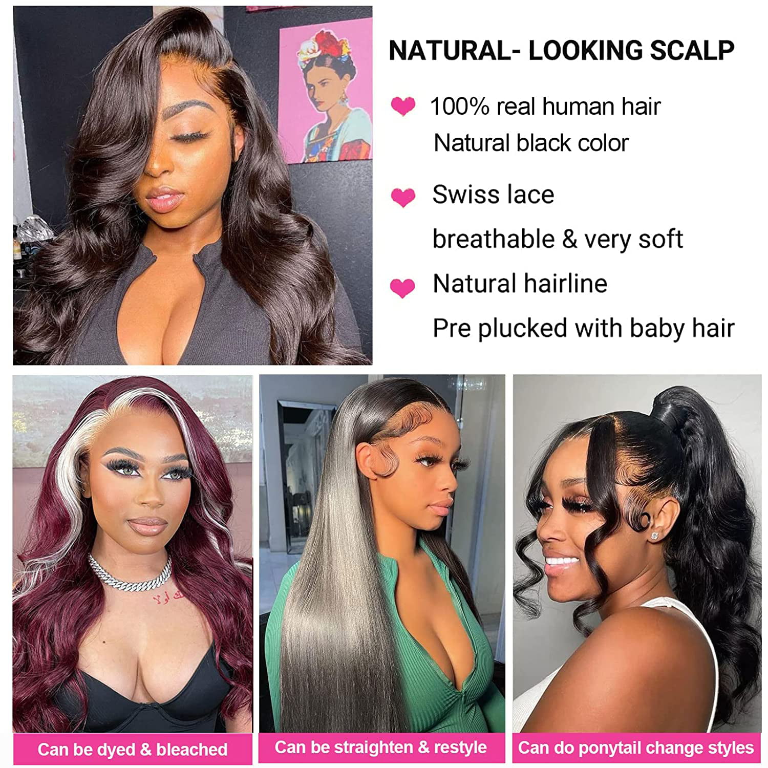 Body Wave Lace Front Wigs Human Hair 13x4 HD Transparent Lace Frontal Wigs  Pre Plucked with Baby Hair Bleached Knots Glueless(26 Inch) Brazilian  Virgin Human Hair Wigs for Black Women Natural Color -