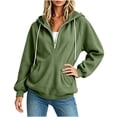thumbnail image 5 of Lenpel Corduroy Hoodies for Women Long Sleeve Half Zip Sweatshirts with Pocket Drawstring Casual Loose Fit Pullover Tops(Green,X-Large), 5 of 6