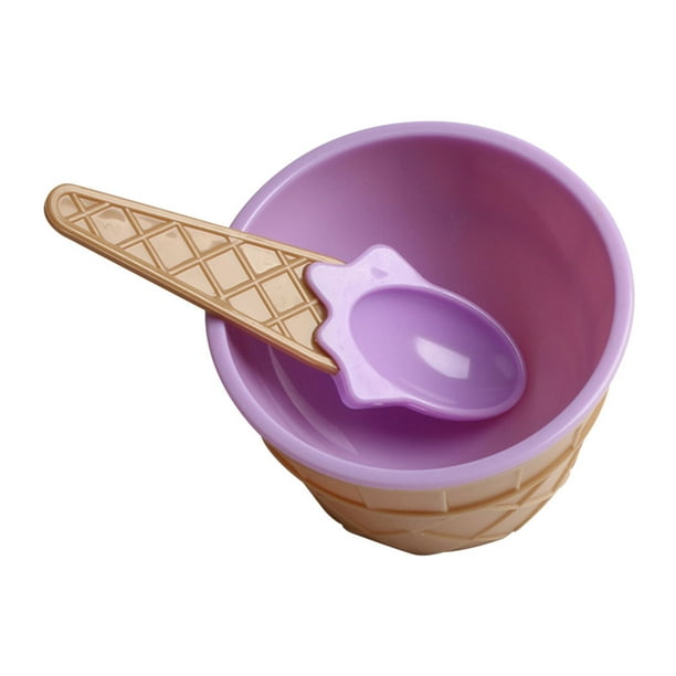 Yuarrent Taza de helado para niños, postre para niños, regalos de helado, tazón de postre encantador, tazón de mezcla de PP con cuchara, juego de Mostrada Violeta Yuarrent HA001694-04