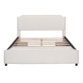 thumbnail image 5 of Euroco Upholstered Queen Size Platform Bed with 4 Drawers, Velvet Fabric, Beige, 5 of 14
