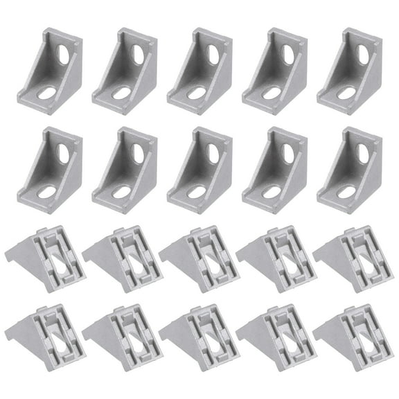 Uxcell 20 Packs Aluminum Profile Corner Bracket 90 Degree Aluminum Extrusion Profile Accessories, Silver Tone