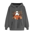 thumbnail image 3 of Halloween Hoodies for Women Long Sleeve Funny Pullover Sweatshirts with Pockets Loose Casual Graphic Sweater Tops Orange, S, 3 of 5