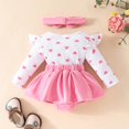 thumbnail image 4 of Zwiiyzr 0-18M Newborn Baby Girl Clothes Outfits Long Sleeve Bodysuit Romper Suspender Dress Headband Coming Home Outfit Pink, 4 of 9