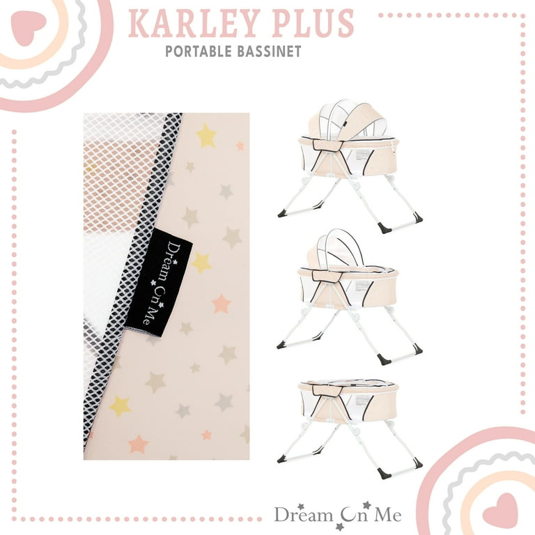 Dream On Me Karley Plus Baby Bassinet with Removable Double Canopy