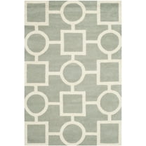 SAFAVIEH Chatham Francis Geometric Wool Area Rug, Gray/Ivory, 4' x 6'