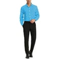 thumbnail image 2 of Unique Bargains Men's Polka Dots Print Dress Shirt Long Sleeves Casual Shirts XL Blue, 2 of 6