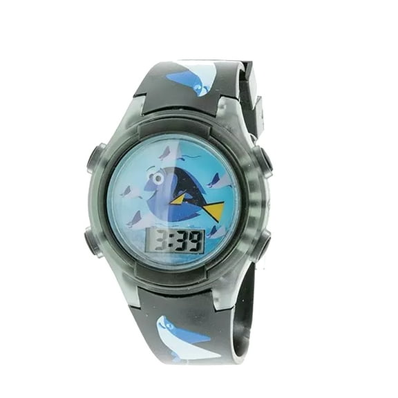 Disney Finding Dory LCD Watch in Colorful Gift Case, Black/Blue, Silicone Band, Round Face, Ages 3-6